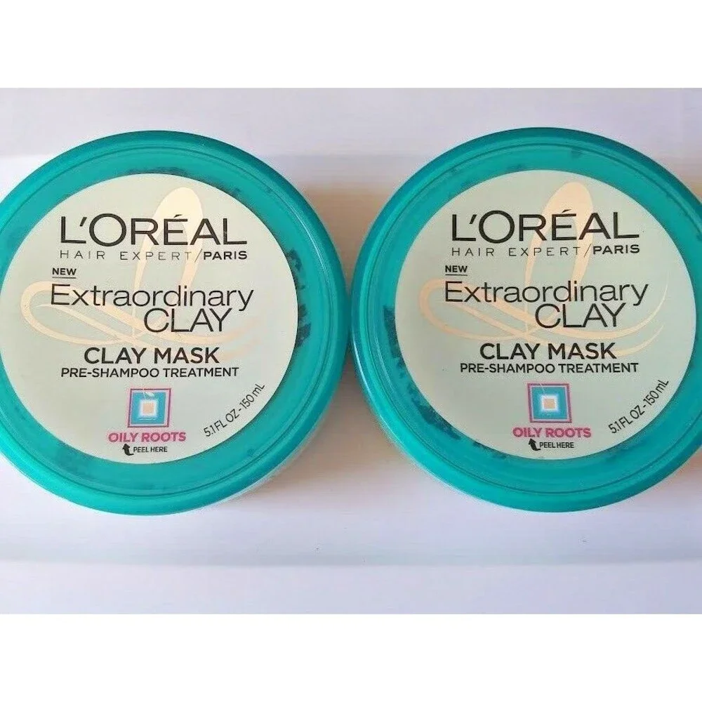 2X L'OREAL PARIS Hair Expert Extraordinary Clay Pre-Shampoo Mask Oily Roots New
